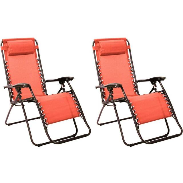 Set Of 2 Zero Gravity Sun Lounger Recliner Beach Chair Patio Lounger