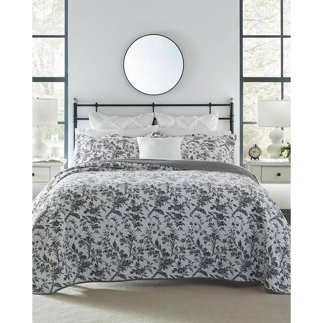 Laura Ashley Home - Twin Quilt Set  Cotton Reversible Bedding with Matching Sham  Home Decor for All Seasons (Amberley Biscuit  Twin)