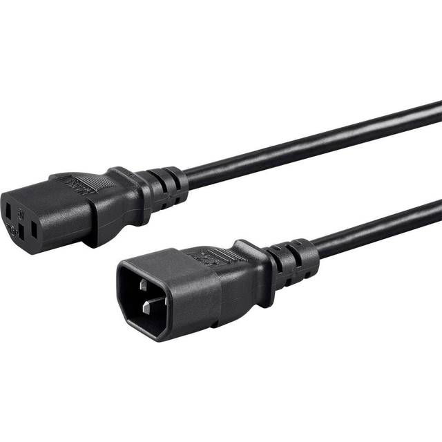 Monoprice Extension Cord - IEC 60320 C14 to IEC 60320 C13, 16AWG, 13A/1625W, 3-Prong, SJT, Black, 2ft