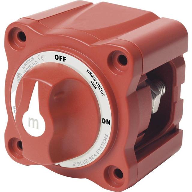 Blue Sea Systems 6006 m-Serie Batterieschalter EIN/AUS mit Knopf, rot