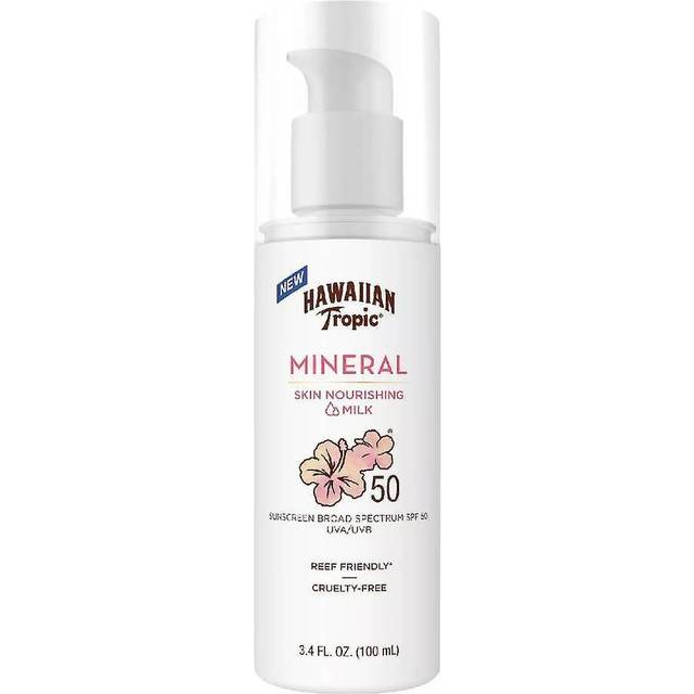 Hawaiian Tropic Skin Nourishing Milk Mineral Sunscreen 3.4 Oz, SPF 50, Non-Greasy Sun Block, Cruelty Free
