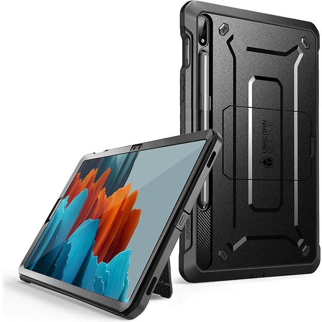 SUPCASE Fodral för Samsung Galaxy Tab S8/Tab S7 (11 tum) fodral 360 graders skyddsfodral [Unicorn Beetle Pro] Support S Pen laddning med displayskydd, svart