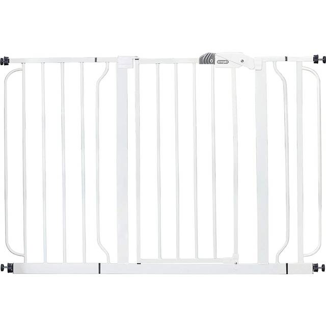 Easy Step 124cm Extra Wide Baby Gate, Black, Includes 10cm and 30.5cm Extension Kit, 4 Pack of Pressure Mount Kit and 4 Pack of Wall Mount Kit