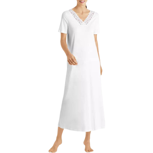 Moments Short-Sleeve Long Nightgown - WHITE - X-Small