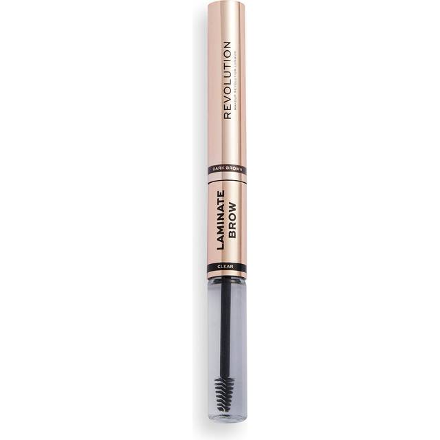 Revolution laminate brow - 2in1 double ended brow pencil + brow gel - dark brown