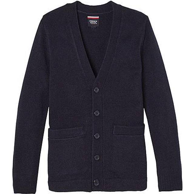 French Toast Boys' Big Anti-Pill V-Neck Cardigan Sweater (Standard & Husky)  Navy  8