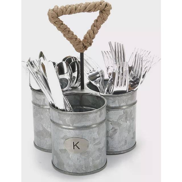 Mind Reader Utensil Holder Silverware Organizer Caddy Cutlery Holder Galvanized Metal 7 L x 7 W x 10 H Silver