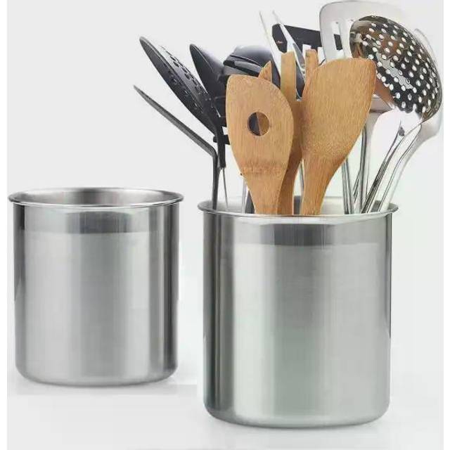 cook N Home Stainless Steel Utensil Holder Jumbo 2Pc Set, 55-inch x 63-inch and 63-inch x 708-inch, Silver
