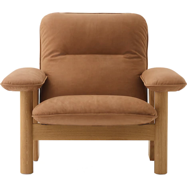 Audo Copenhagen Brasilia armchair Oiled oak-Dunes camel leather 21004