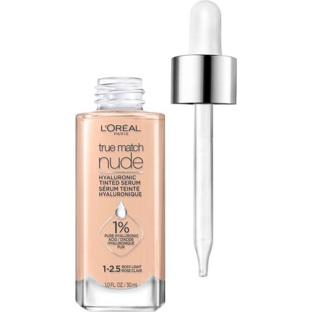 L'Oreal Paris True Match Hyaluronic Tinted Serum Foundation Makeup, 1-2.5 Rosy Light, 1 fl. oz