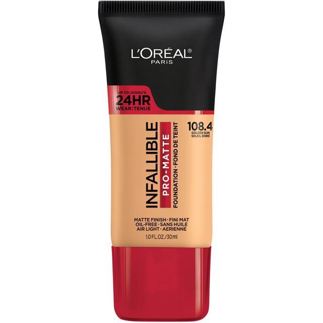 L'Oreal Paris Makeup infallible pro-matte foundation, up to 24 hr demi matte finish, medium coverage liquid longwear foundation, lasts all day, air-light & oil-free, Golden Sun, 1 Fl Oz