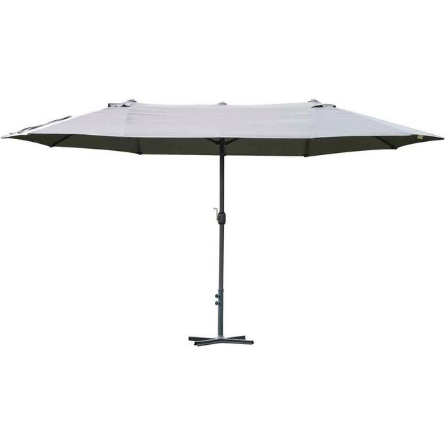 Outsunny 4.6m Garden Parasol Double-Sided Sun Umbrella Patio Market Shelter Canopy Shade Outdoor with Cross Base â“ Grey