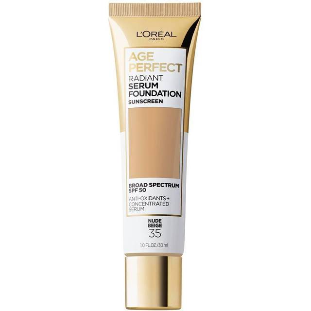 L'Oréal Paris Age Perfect Radiant Siero Foundation with SPF 50, Nude Beige, 1 Ounce