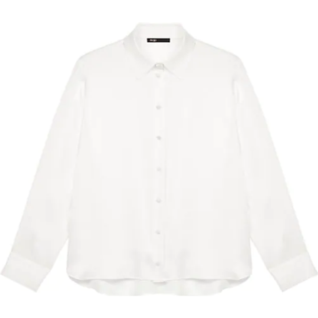 Chemise En Soie - Blanc - Maje -  Tissu principal: 100% soie - Prêt-à-porter > Hauts > Manches courtes