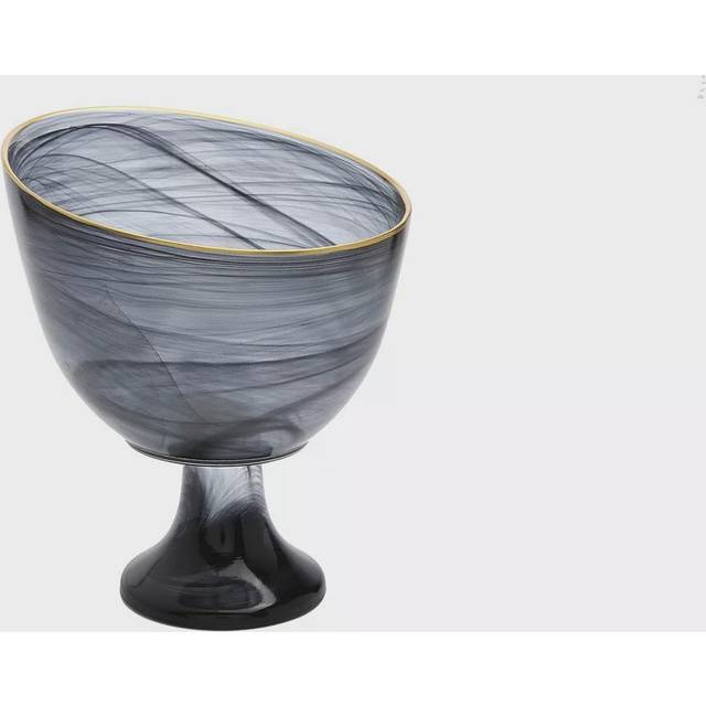 Classic Touch CFB2022 Alabaster Footed Candy Bowl with Gold Trim  Black