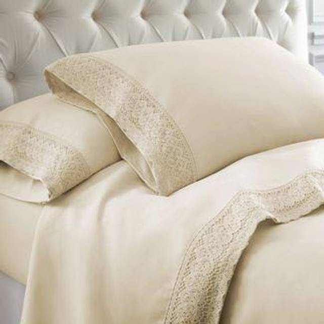 Modern Threads Soft Microfiber Crochet Lace Sheets - Luxurious Microfiber Bed Sheets - Includes Flat Sheet  Fitted Sheet with Deep Pockets  & Pillowca
