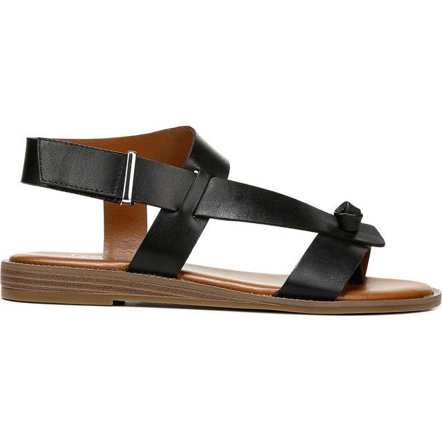 Franco Sarto Shoes Franco Glenni Strappy Sandal (Black Leather) 8.5 W Slip On Fit, Open Toe, Slip-On Fit