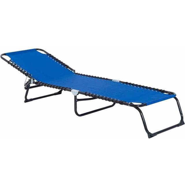 Outsunny Folding Sun Lounger - Blue, Blue