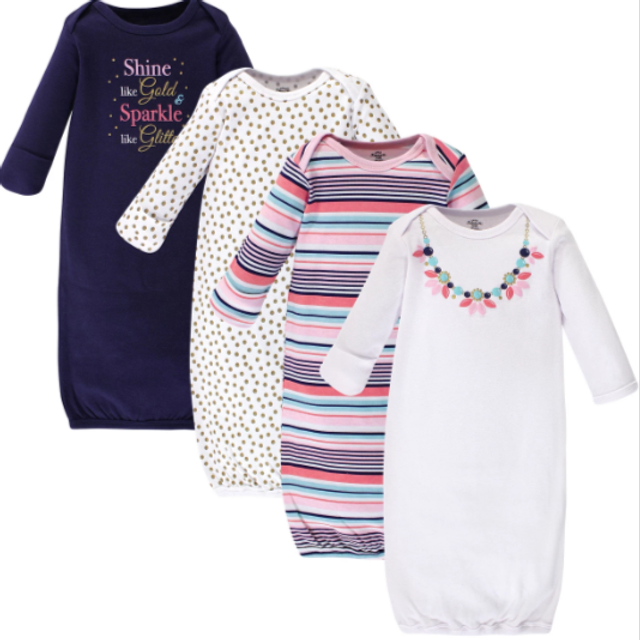 Little Treasure Unisex Baby Cotton Gowns  Sparkle Necklace  0-6 Months