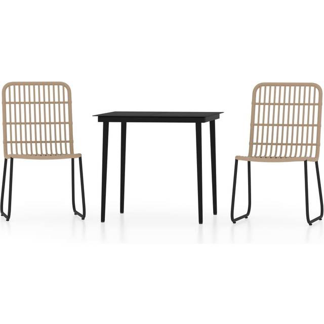 vidaXL 3 Piece Garden Dining Set Black