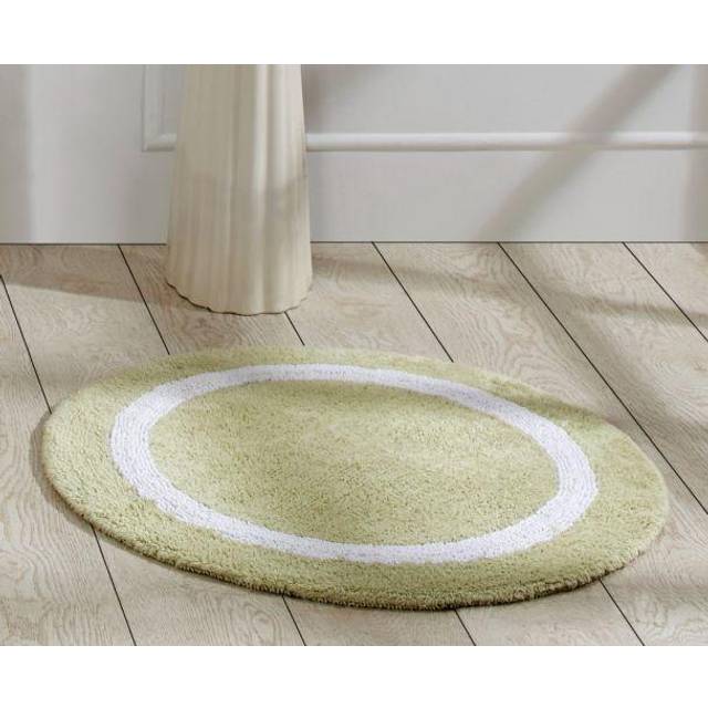 Bättre trender 100% bomull hotellsamling badmattor, salvia och vit - tuftad, absorberande vändbar matta, maskintvättbar, snabbtorkande, bra för bad, dusch, sovrum, hund eller dörrmatta, 76 cm rund