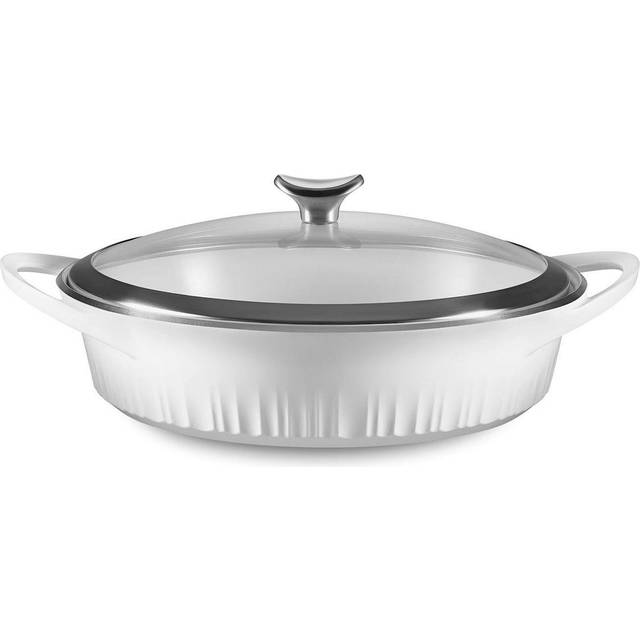 CorningWare  Non-Stick 4 Quart QuickHeat Braiser with Lid  Lightweight  Ceramic Non-Stick Interior Coating for Even Heat Cooking  Perfect for Baking
