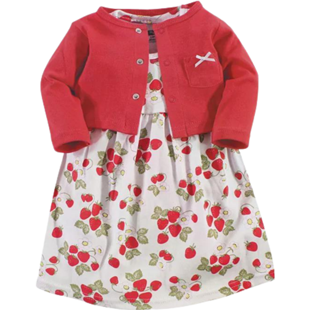 Hudson Baby baby girls Cotton and Cardigan Set Casual Dress  Strawberries  2T US