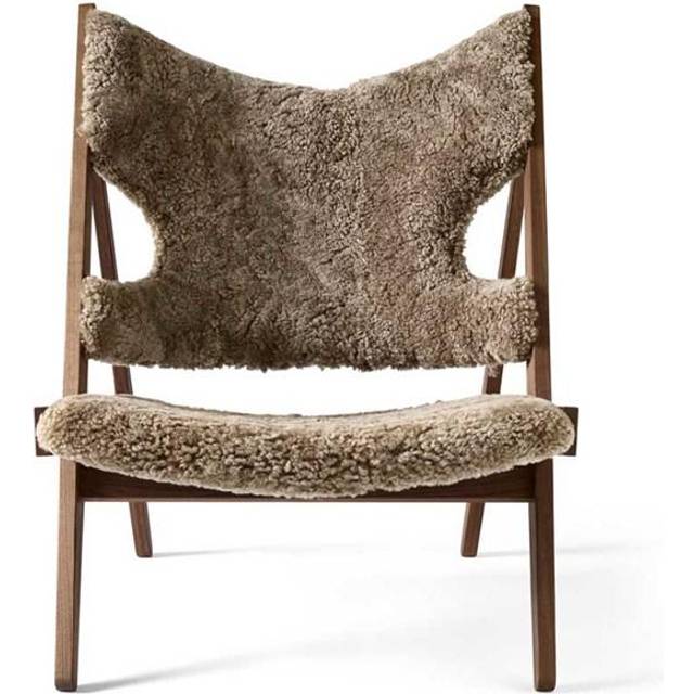 Audo - Knitting Lounge Chair - grau-braun/Bezug Leder Dakar aniline/Gestell dunkel gebeizte massive Eiche/BxHxT 71.3x90.6x66.9cm - grey-brown (91.0 x 71.0 x 67.0cm)