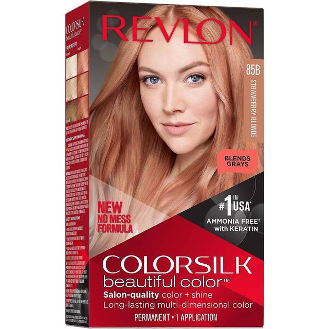 Revlon New ColorSilk Beautiful Permanent Hair Color, No Mess Formula, 85B Strawberry Blonde, 1 Pack