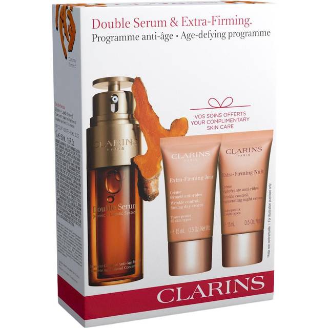 Clarins Double Serum 3 Piece Gift Set: Double Serum 50ml - Extra-Firming Day Cream 15ml - Extra-Firming Night Cream 15ml