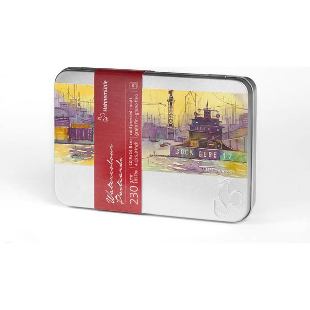 Hahnemuhle : Watercolour Postcard Tin : 230gsm : 30 Sheets : 10.5x14.8cm (Apx.4x6in) : Not
