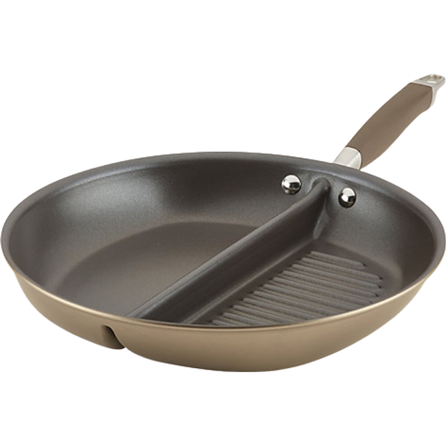 Advanced Home 12-Inch Divided Grill and Griddle Pan - Bronze