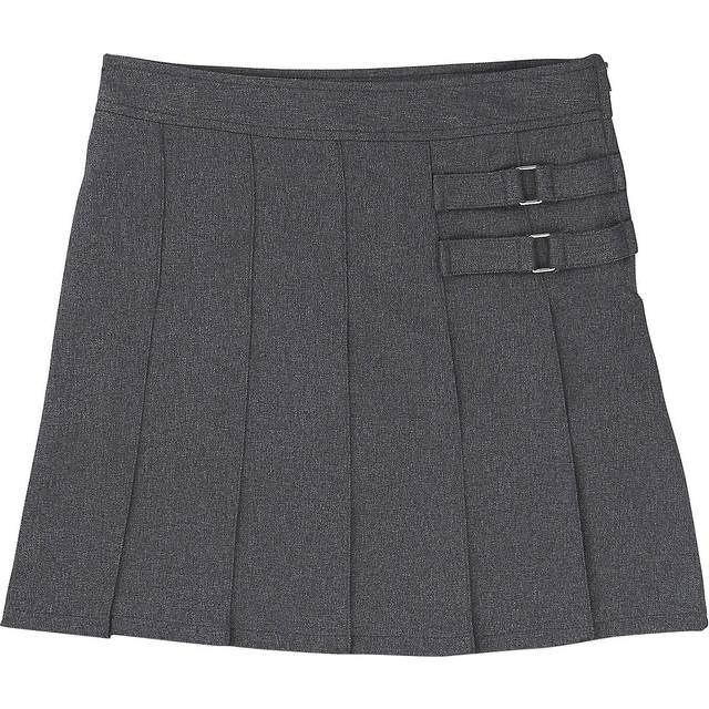 French Toast Big Girls' Two-Tab Pleated Scooter  Grey  8
