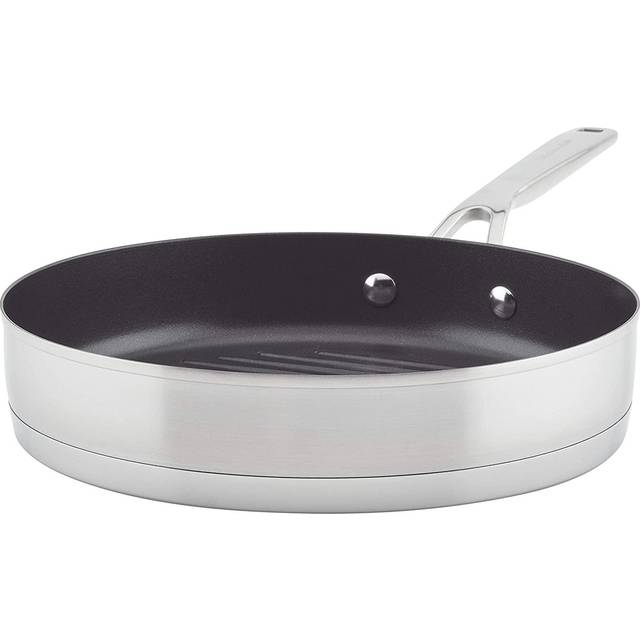 Stainless Steel 3-Ply Base 10.25-Inch Nonstick Round Grill Pan