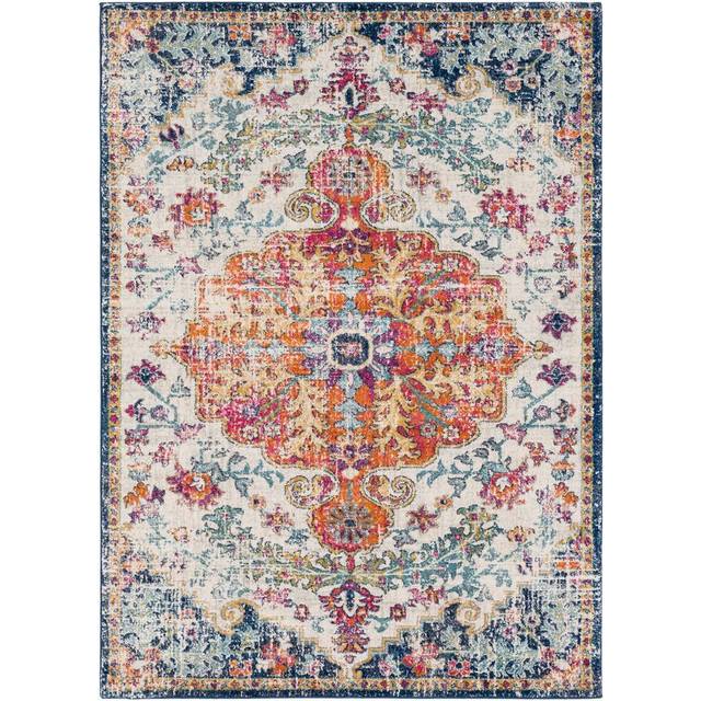 LOU Square Vintage Traditional Oriental Boho Area Rug - Yellow - 160cm x 220cm