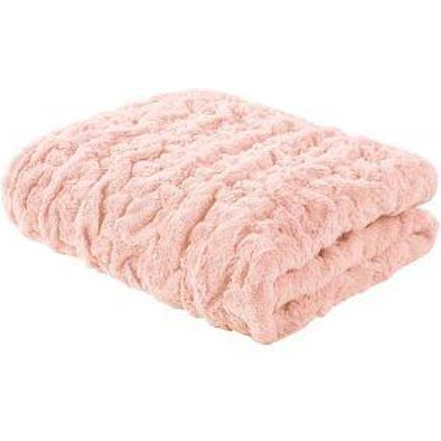 "Madison Park Ruched Luxury Throw Premium Soft Cozy Brushed Long Faux Fur For Bed, Couch or Sofa, 50""x60"", Blush"