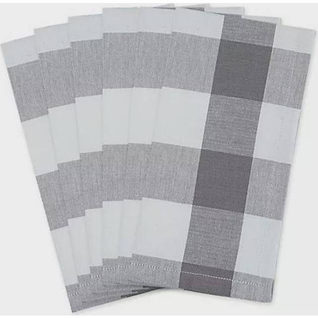 DII Gray & White Buffalo Check Napkin Set/6