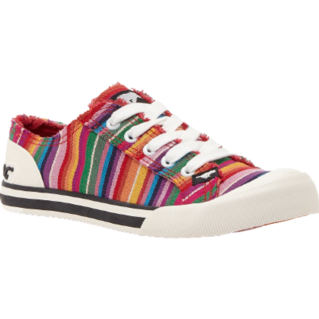 (7 UK, Red/Multi) Rocket Dog Womens/Ladies Jazzin Eden Stripe Lace Up Canvas Trainer