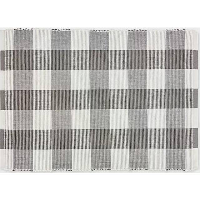 DII Buffalo Check Collection, klassisk bondgård bordsset, set med bordstablett, 13 x 19, grå och vit, 6 delar