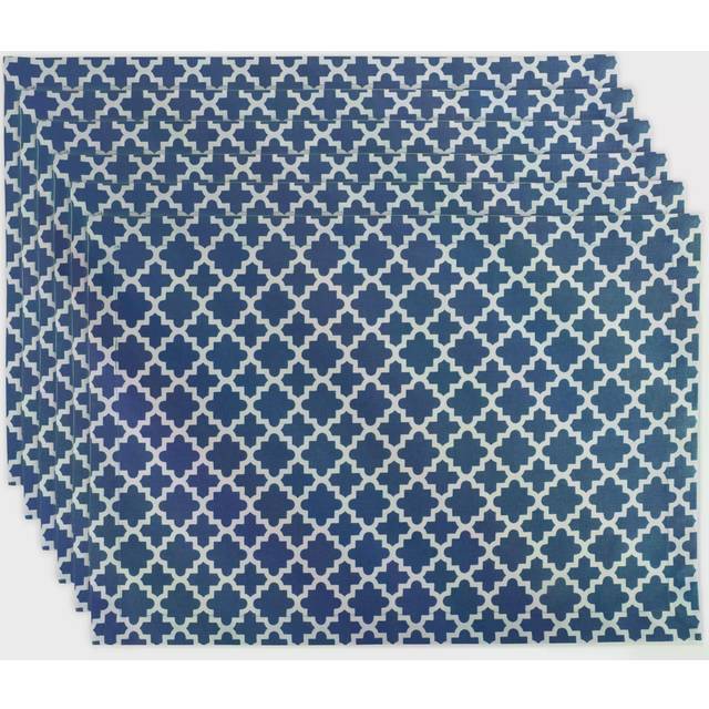 DII Lattice bordsskiva kollektion, bordstablett set, 13 x 19, nautisk blå, 6 delar