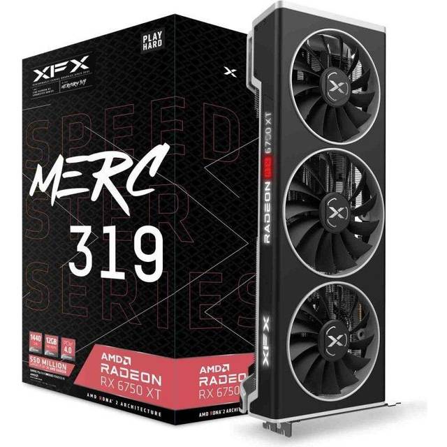 XFX Speedster MERC319 Radeon RX 6750XT svart spelgrafikkort med 12 GB GDDR6 HDMI 3xDP, AMD RDNA™ 2 (RX-675XYTBDP)