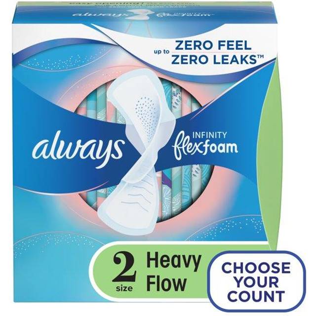 Always  Infinity Flex Foam with Flexi-Wings™  Size 2  Heavy Flow  Unscented  32 Pads