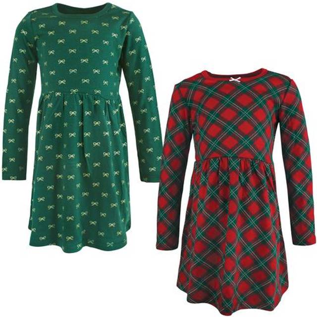 Hudson Baby Infant and Toddler Girl Cotton Dresses  Christmas Plaid  9-12 Months