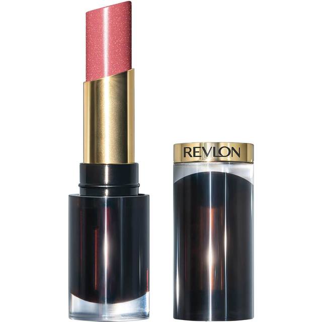Super Lustrous Glass Shine Lipstick, Flawless Moisturizing Lip Color with Aloe, Hyaluronic Acid and Rose Quartz, Beaming Strawberry (002)