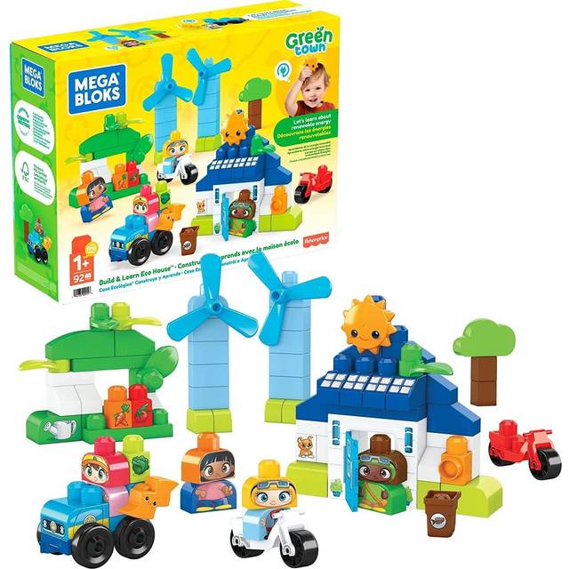Mega Bloks Fisher-Price Building Blocks Town Build & Learn Eco House 88pcs