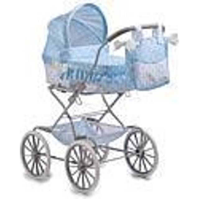 JC Toys 81488B Up to 18 in. Berenguer Boutique Baby Doll Royal Pram Stroller, Blue