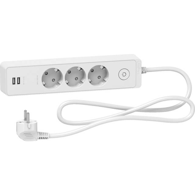 Grenuttag Schneider Electric 3-Vägs 2Xusb 1,5M Vit