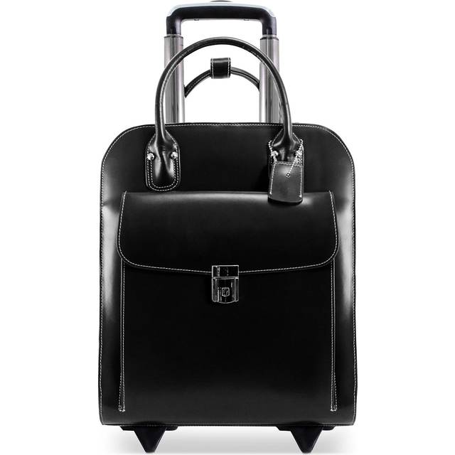 McKlein 97695 15.6 in. Uptown Leather Vertical Wheeled Ladies Briefcase, Black - 13.5 x 6 x 16 in.