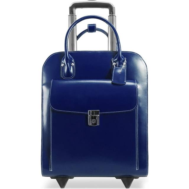 McKlein 97697 15.6 in. Uptown Leather Vertical Wheeled Ladies Briefcase, Navy - 13.5 x 6 x 16 in.