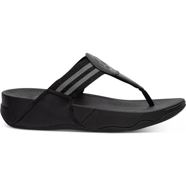Fitflop Walkstar Toe-Post sandaler för kvinnor kil, Helt svart, 3 UK Wide